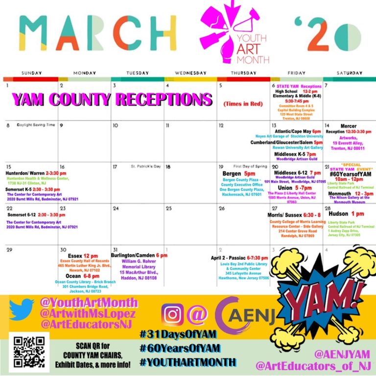 2020 YAM County Reception Calendar | AENJ